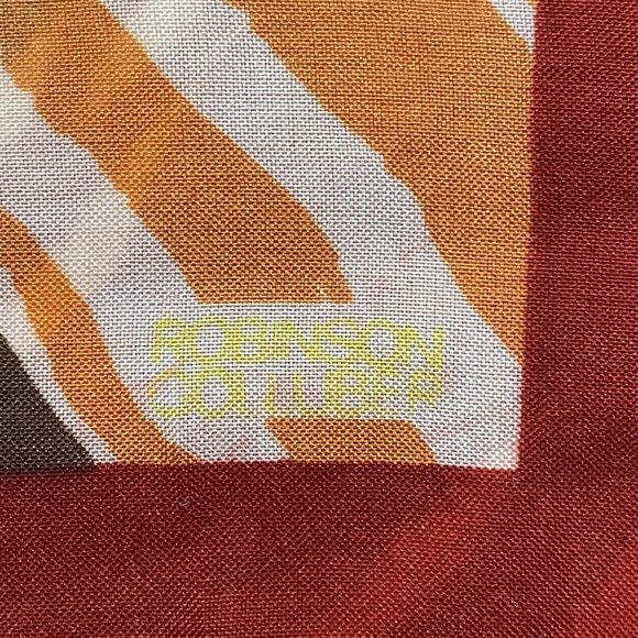 Vtg Robinson Golluber Scarf Twill Silk  Abstract Tiger Print Hankie 21" Square - Picture 5 of 9